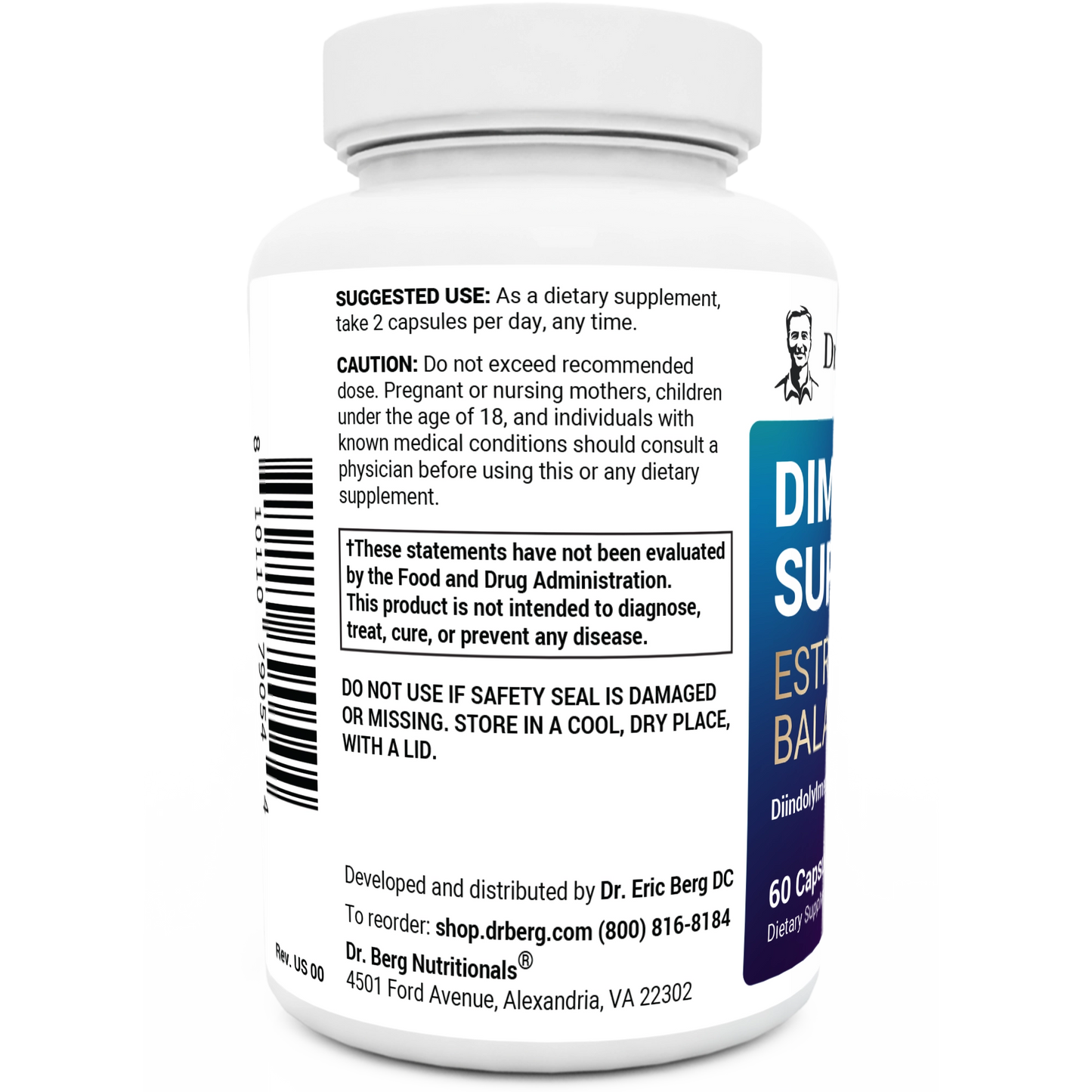 Dr. Berg DIM Supplement Estrogen Balance - Original Estrogen Supplement for Women with Diindolylmethane for Menstrual Symptoms & Menopause Relief & Black Pepper for Enhanced Absorption - 60 Capsules