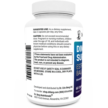 Dr. Berg DIM Supplement Estrogen Balance - Original Estrogen Supplement for Women with Diindolylmethane for Menstrual Symptoms & Menopause Relief & Black Pepper for Enhanced Absorption - 60 Capsules