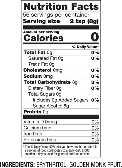 Better Body Foods, Golden Monk Fruit Blend, Zero Calorie Sweetener, 16 oz (454g)
