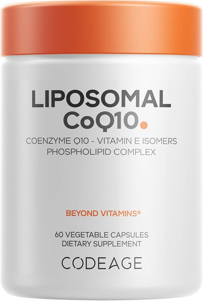 Codeage Liposomal CoQ10 Supplement - 125 mg Coenzyme Q10 with Vitamin E Isomers Tocopherols - 2-Month Supply - 1 Capsule Per Serving - Liposomal Delivery - Vegan, Non-GMO, Gluten-Free - 60 Capsules