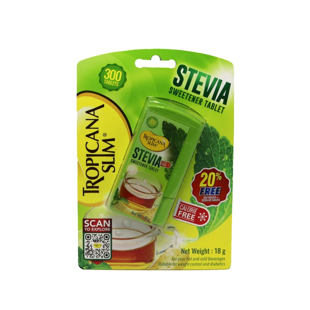 Tropicana Slim Stevia Sweetener Tablets – Zero Calorie Value Pack (300 Tablets + 20% Free / 18g)