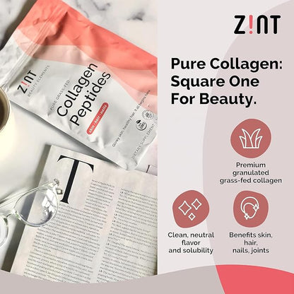 Zint Collagen Peptides Powder (32 oz) | Grass-Fed, Hydrolyzed Type I & III | Supports Skin, Hair, Joints & Gut Health | Rich in Key Amino Acids | Non-GMO, Unflavored