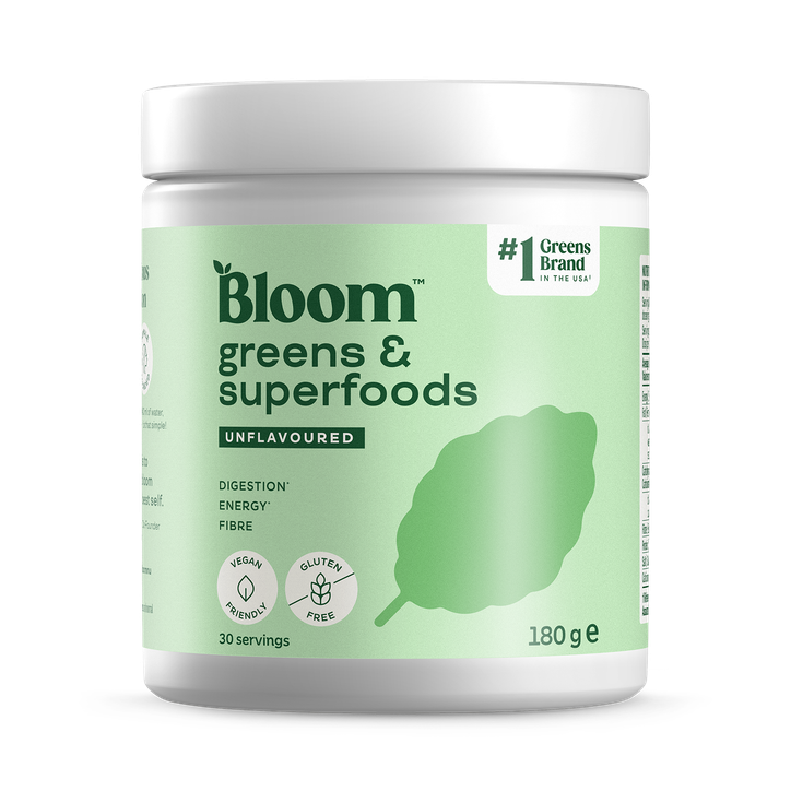 Bloom Nutrition Greens and Superfoods Powder for Digestive Health, Greens Powder, Digestive Enzymes, Probiotics, Spirulina, Chlorella for Bloating & Gut Support, Green Juice, 30 SVG, Strawberry Kiwi