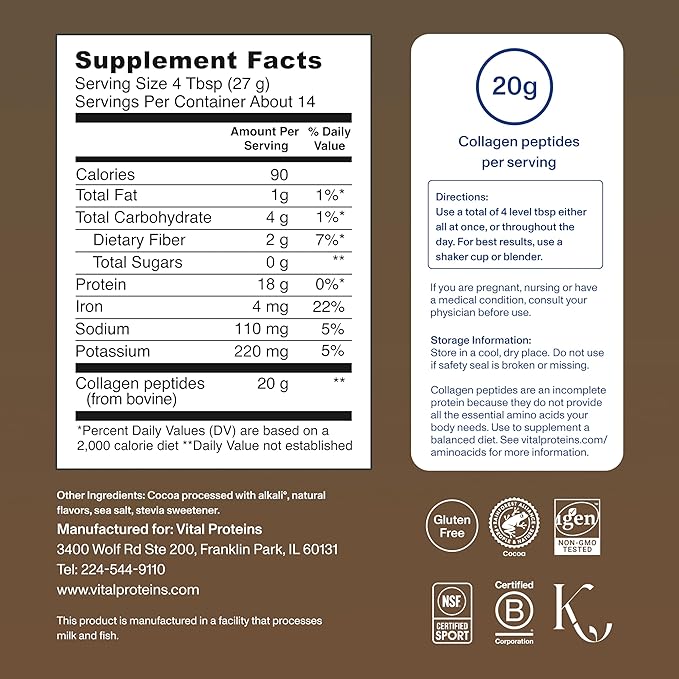 Vital Proteins Collagen Peptides - Chocolate- 383g(13.5oz)
