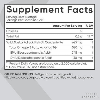 Sports Research Alaskan Omega-3 Fish Oil - Mini-Gels-240softgels