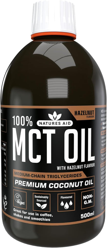 Natures Aid 100% MCT Oil - Hazelnut Flavour (500ml)
