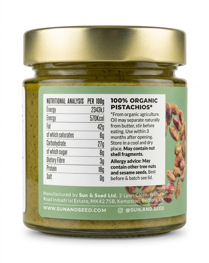 Sun & Seed Organic Raw Pistachio Butter 200g