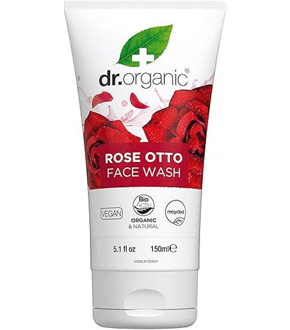 Dr. Organic Rose Otto Face Scrub | Deep Exfoliation, Aids in Healthy Aging, Promotes Radiant Glowy Skin, Vegan, Certified Organic, Natural, 125 mL / 4.2 fl oz