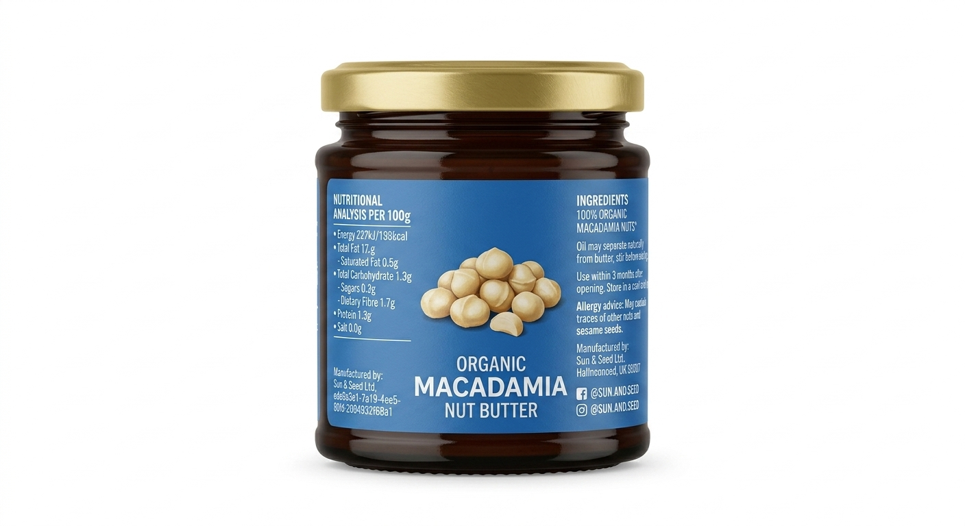Sun and Seed - Organic Raw Macadamia Butter 200g