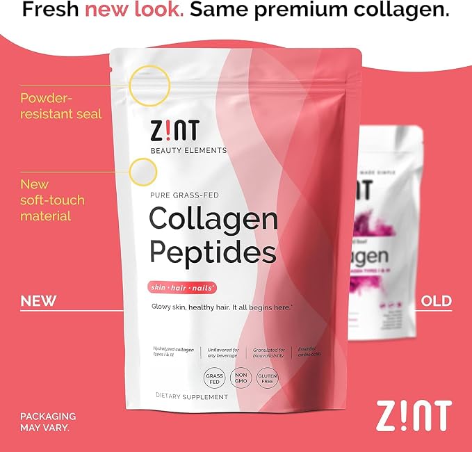 Zint Collagen Peptides Powder (32 oz) | Grass-Fed, Hydrolyzed Type I & III | Supports Skin, Hair, Joints & Gut Health | Rich in Key Amino Acids | Non-GMO, Unflavored