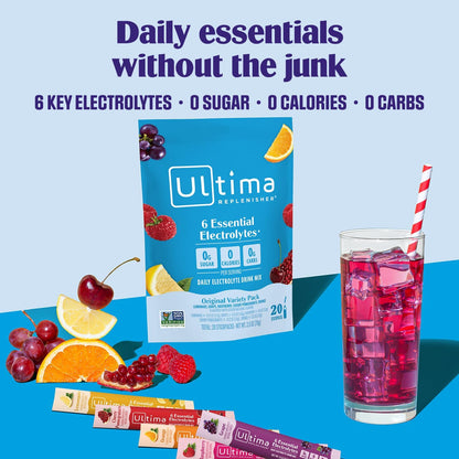 Ultima Replenisher Daily Electrolyte Drink Mix - Original Variety Pack (20 Stickpacks)