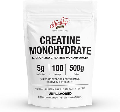 Hearthy Foods Micronized Creatine Monohydrate – Unflavored (500g)