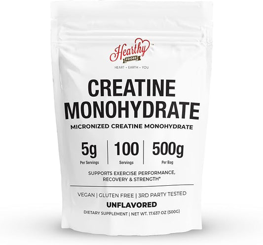 Hearthy Foods Micronized Creatine Monohydrate – Unflavored (500g)