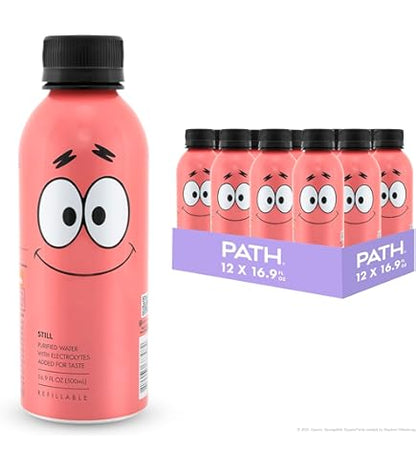 PATHWATER Still Water Ultra-Purified, pH-Balanced, Locally Sourced SpongeBob All-Stars Variety Pack Aluminum Bottle BPA Free, Reusable, Infinitely Recyclable Bottled Water 16.9oz (Pack of 1)