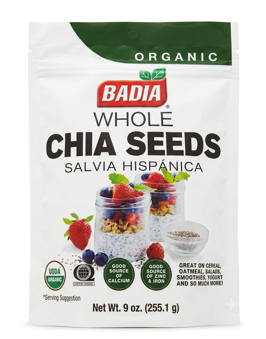 Badia Organic Whole Chia Seeds 9 oz pack of 1