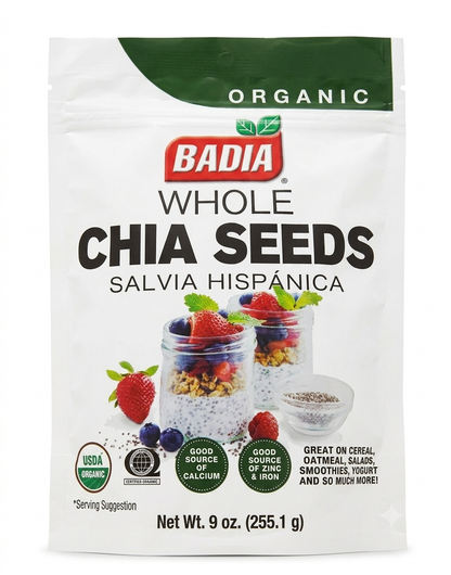 Badia Organic Whole Chia Seeds 9 oz pack of 1