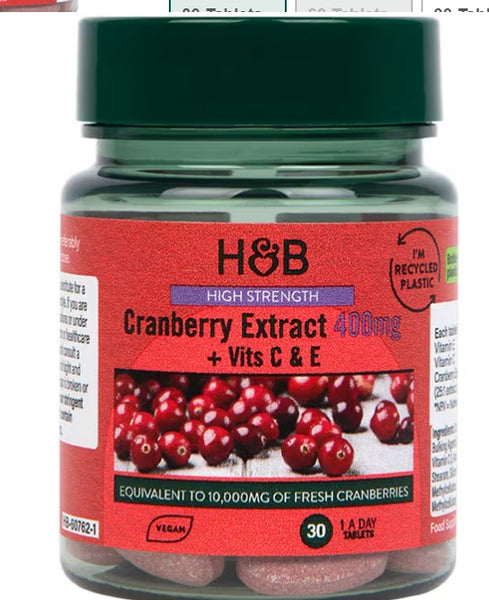 Holland & Barrett High Strength Cranberry Extract 400mg 30 Tablets