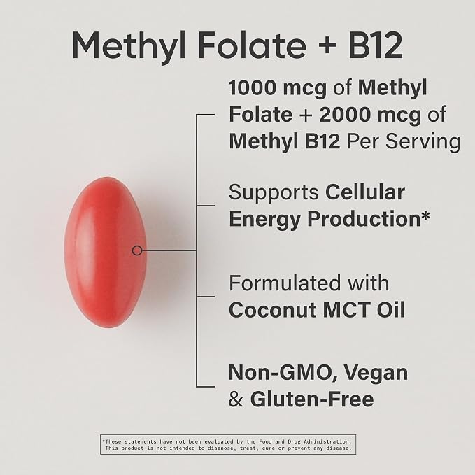 Sports Research® 5-MTHF Methyl Folate w/Methylated B12, 90 Count Plantgels