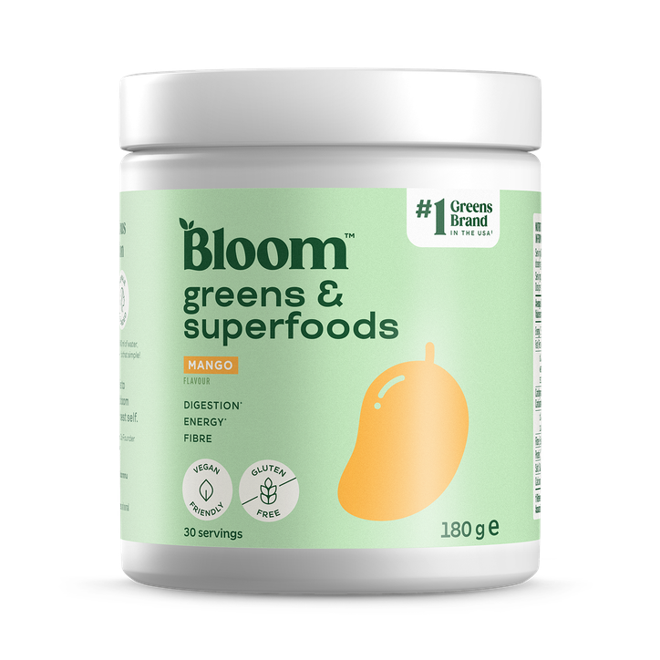 Bloom Nutrition Greens and Superfoods Powder for Digestive Health, Greens Powder, Digestive Enzymes, Probiotics, Spirulina, Chlorella for Bloating & Gut Support, Green Juice, 30 SVG, Strawberry Kiwi