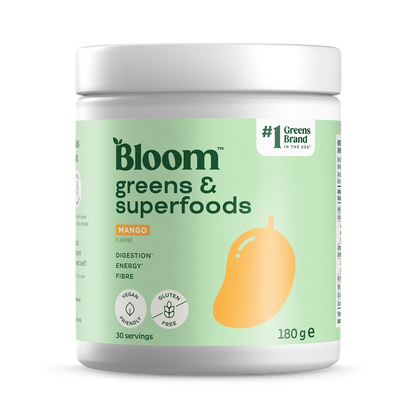 Bloom Nutrition Greens and Superfoods Powder for Digestive Health, Greens Powder, Digestive Enzymes, Probiotics, Spirulina, Chlorella for Bloating & Gut Support, Green Juice, 30 SVG, Strawberry Kiwi