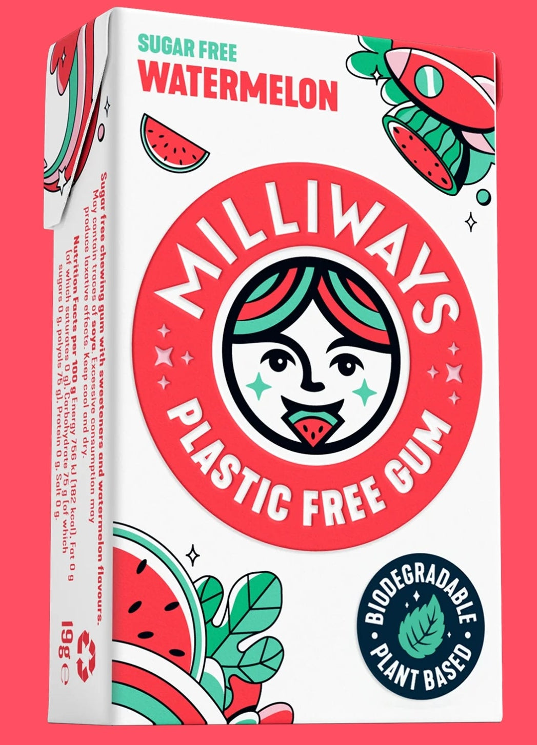 Milliways Watermelon Wonder Plastic Free Chewing Gum 19g