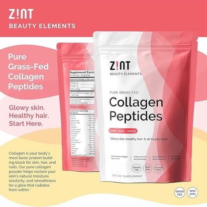 Zint Collagen Peptides Powder (32 oz) | Grass-Fed, Hydrolyzed Type I & III | Supports Skin, Hair, Joints & Gut Health | Rich in Key Amino Acids | Non-GMO, Unflavored