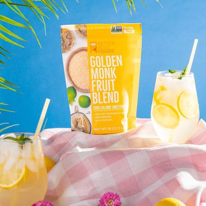Better Body Foods, Golden Monk Fruit Blend, Zero Calorie Sweetener, 16 oz (454g)