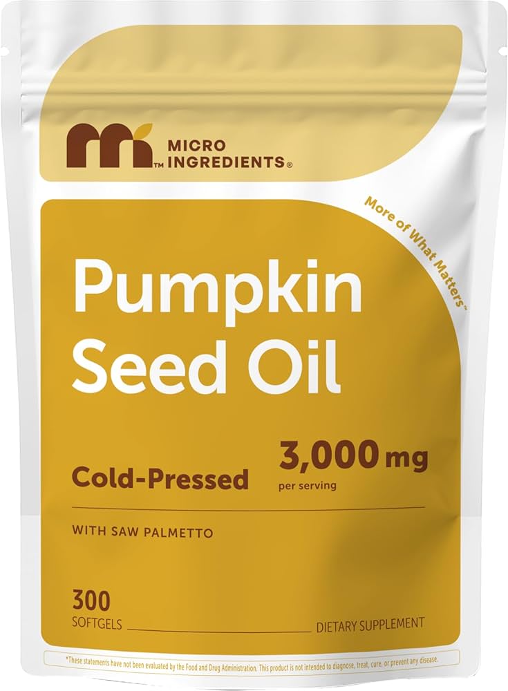 Pumpkin Seed Oil with Saw Palmetto, 3000mg Per Serving, 300 Softgels | Cold Pressed, Pure Virgin Oil, Essential Fatty Acids & Phytosterols | Supports Hair, Urinary, Bladder & Prostate Health | Non-GMO