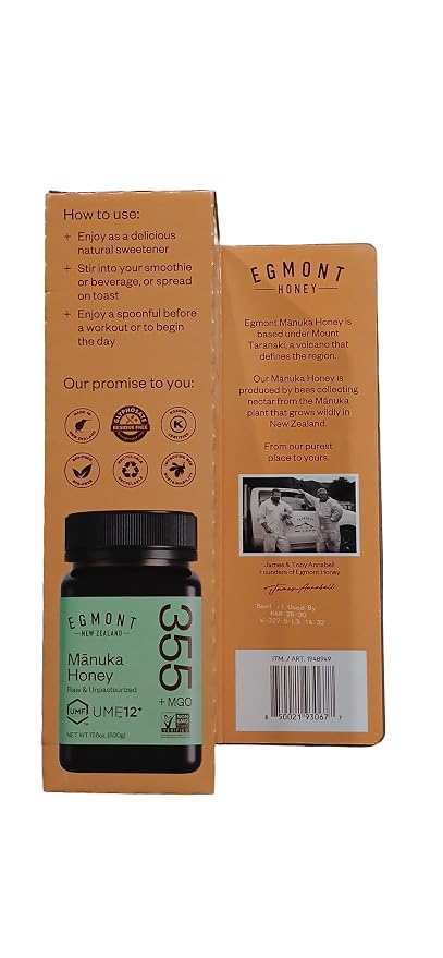 Egmont New Zealand Mānuka Honey UMF 12+ – Raw & Unpasteurized, Premium Authentic MGO Certified Honey