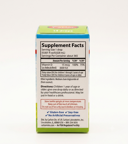 Carlson, Kid's Super Daily D₃. 15mcg(600iu)per drop