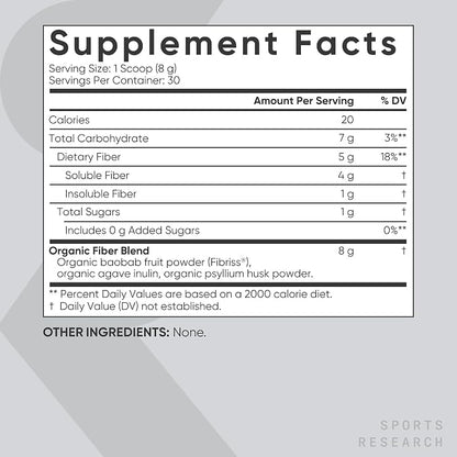 Sports Research® Organic Fiber Powder, 30 Servings