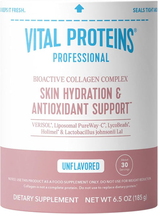 Vital Proteins Professional Bioactive Collagen Complex – Skin Hydration & Antioxidant Support (Unflavored, 185g / 6.5 oz)
