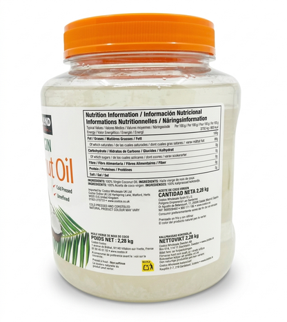 Kirkland Coconut Oil Unrefined Virgin Cold Pressed 100% Pure 2.38kg Tub