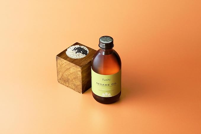 Fushi Organic Sesame Oil 250 ml Virgin & Fresh-Pressed Rich in Vitamin E, B & Complex Minerals | Best for Scars, Dry Skin & Fine Lines | Ethical & Vegan | Manufactured in the UK