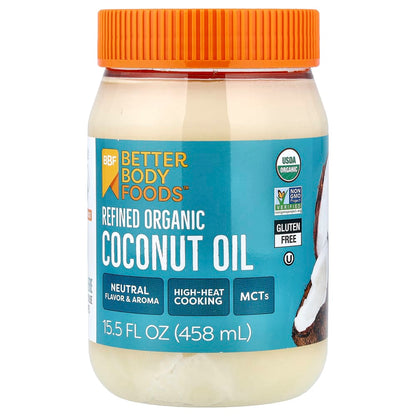 BetterBody Foods Organic, Naturally Refined Coconut Oil , All Purpose Oil for Cooking, Baking, Hair and Skin Care