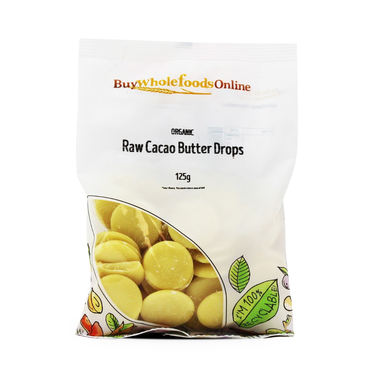 Organic Raw Cacao Butter Drops 125g