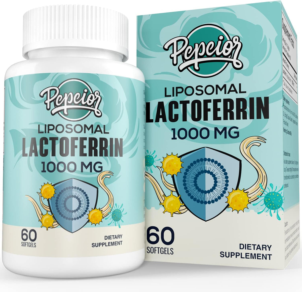 Liposomal Bovine Lactoferrin 1000 mg - Higher Absorption - for Iron Absorption & Immune Function Lactoferrin Supplements for Adults, 60 Softgels