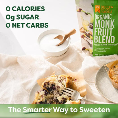 Better Body Foods, Organic Monk Fruit Blend, Zero Calorie Sweetener, 16 oz (454g)
