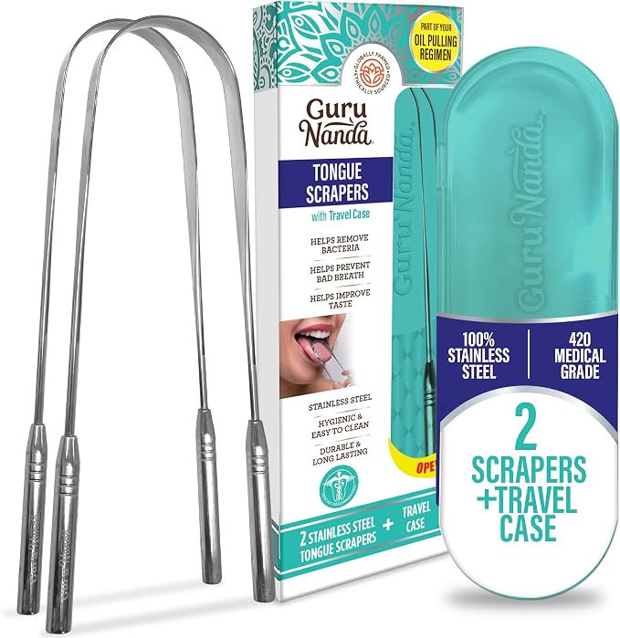 Guru Nanda Stainless Steel Tongue Scrapers