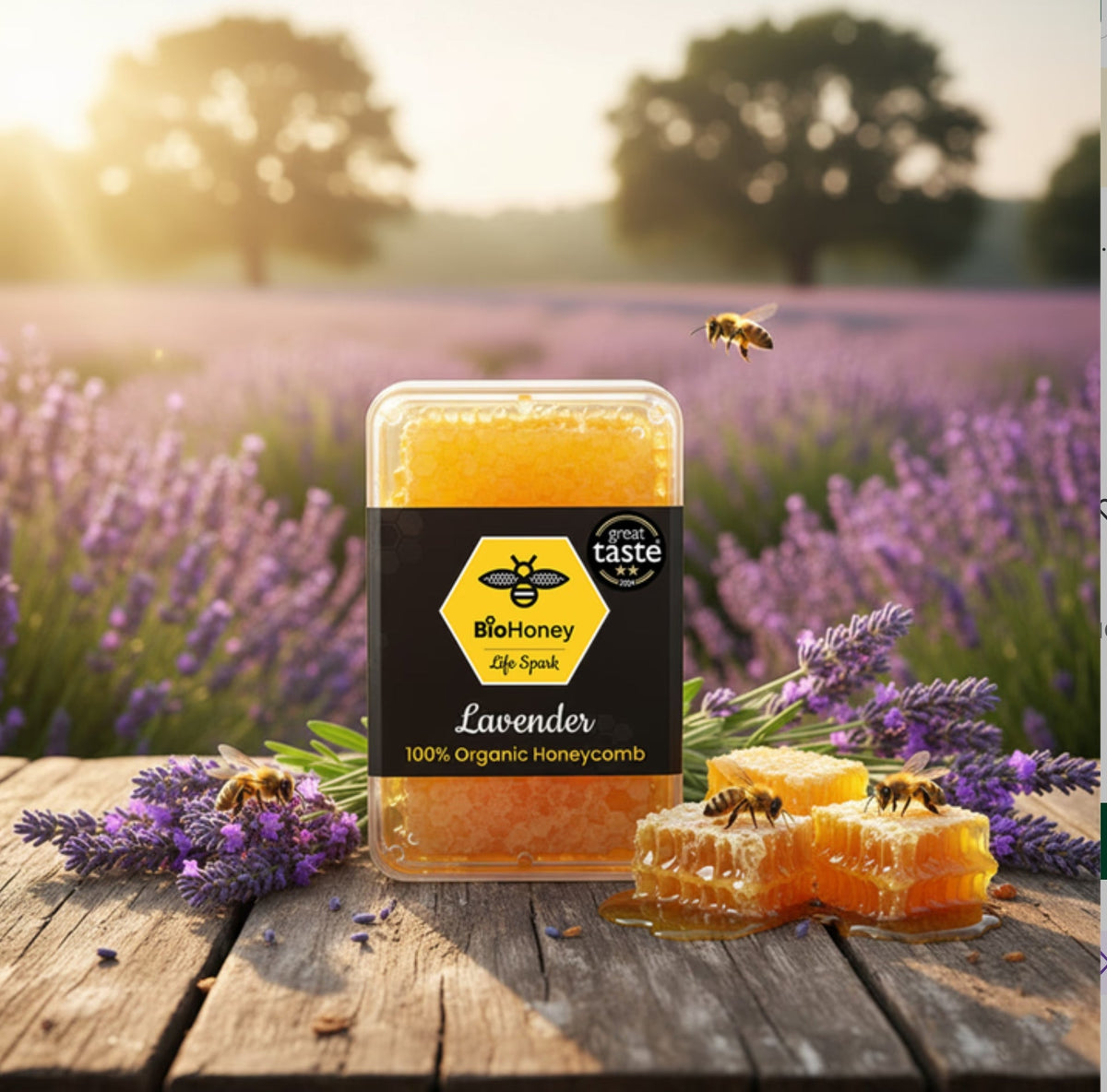 BioHoney Life Spark - 100% Organic Lavender Honeycomb-200g