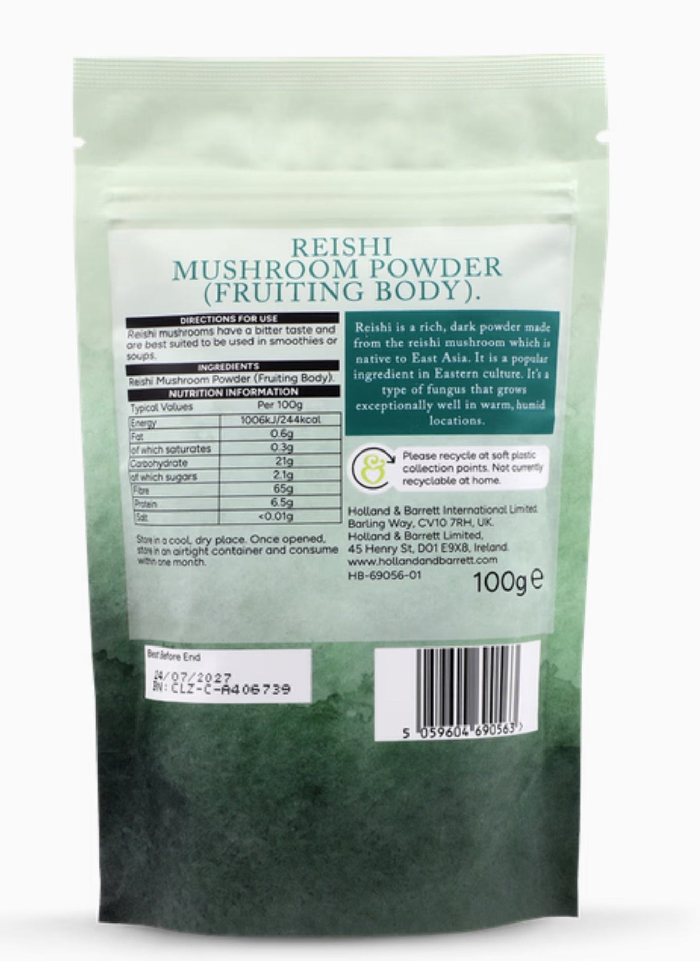 Holland & Barrett Reishi Mushroom Powder 100g