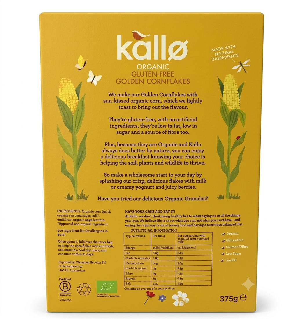 Kallo Organic Cornflakes 375g