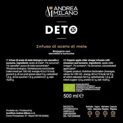 Andrea Milano DETO - Organic Apple Cider Vinegar Infusion with Cinnamon & Turmeric (500ml)