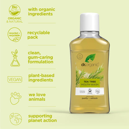 DR ORGANIC Mouthwash Tea Tree 500ml