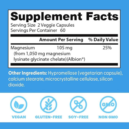 Doctor's Best High Absorption Magnesium Glycinate Lysinate, 120 Veg Caps