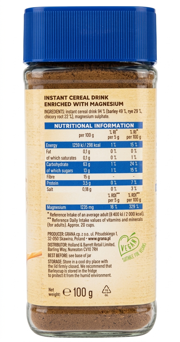 Barley Cup Cereal Drink Magnesium 100g
