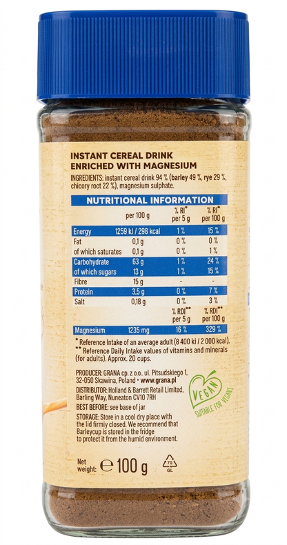 Barley Cup Cereal Drink Magnesium 100g
