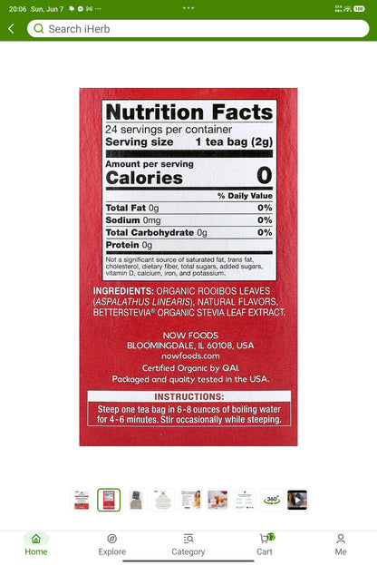 NOW Foods, Better Off Red™ Tea, Caffeine Free, 24 Tea Bags, 1.7 oz (48 g) (Discontinued Item)
By NOW Foods