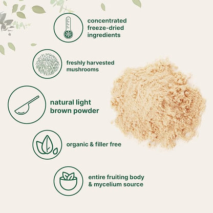 Micro Ingredients Organic Lion’s Mane Mushroom Powder, 8oz | Pure Fruiting Body Superfood | Supports Brain, Focus, Energy & Immune Health | Great for Smoothies & Coffee | Filler Free, Vegan, Non-GMO