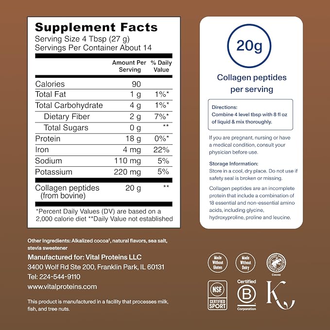 Vital Proteins Collagen Peptides - Chocolate- 383g(13.5oz)